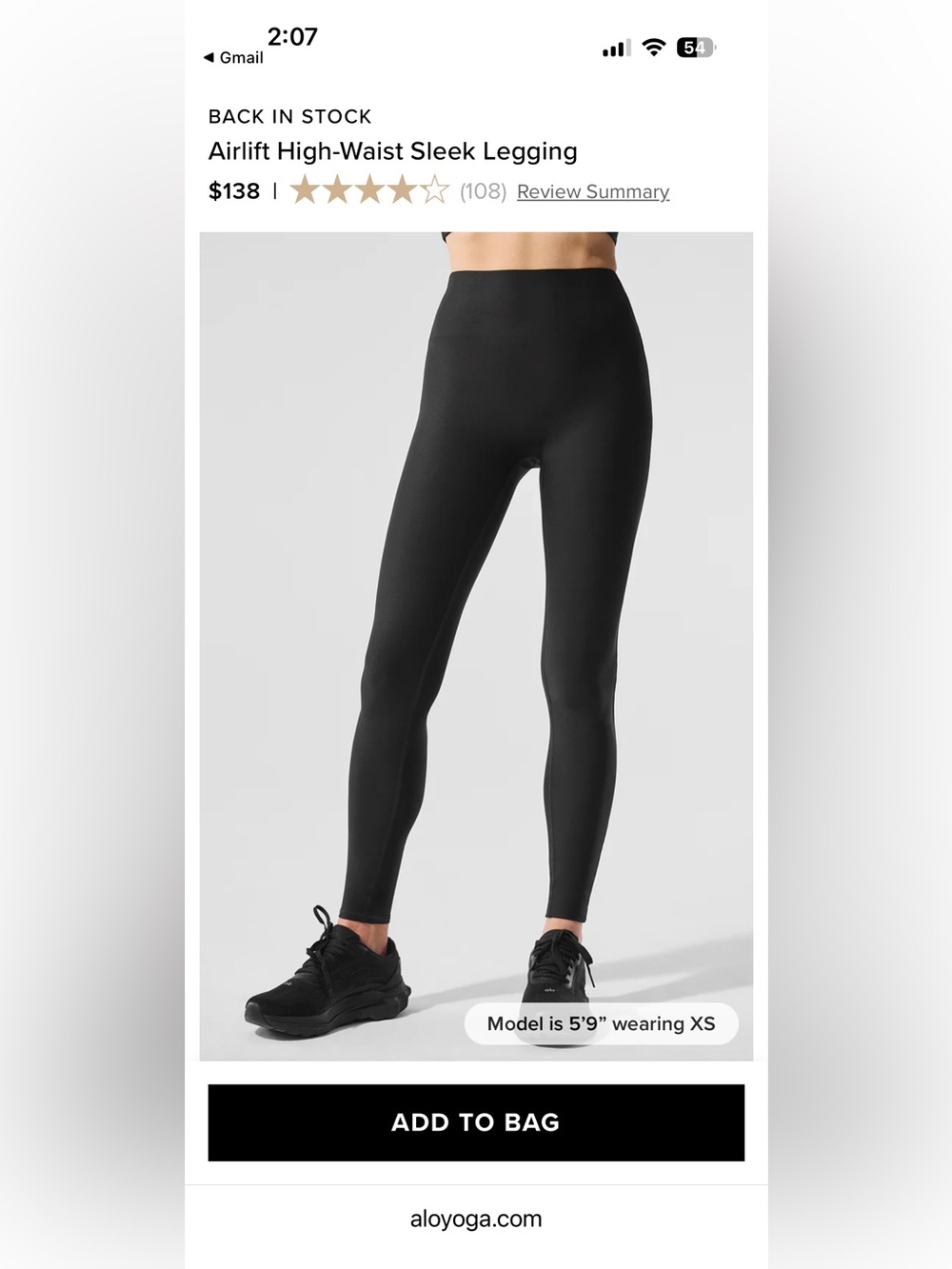ALO airlift high waist sleek Black Performance Leggings size Large - Picture 7 of 8